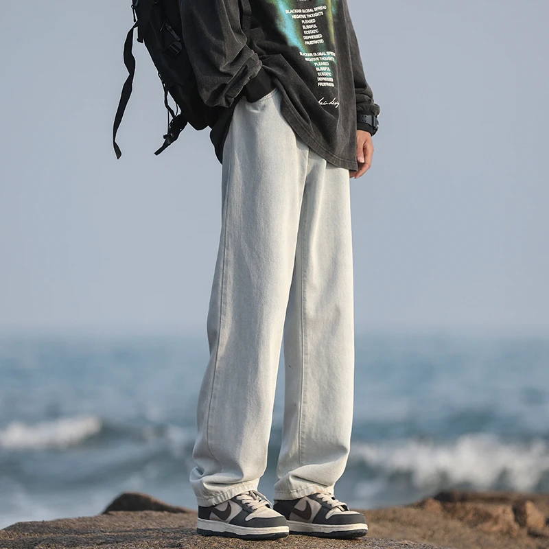 牛仔裤男宽松大码锥形裤男裤休闲设计感复古潮流牛仔裤夏季薄款