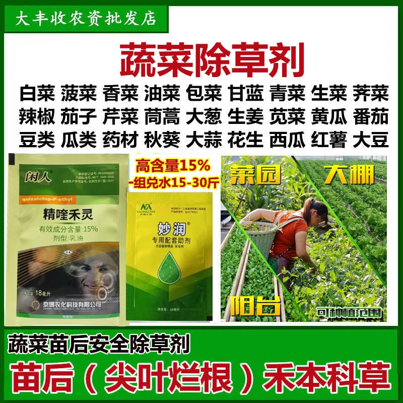 蔬菜除草剂菠菜空心菜萝卜豆角青菜小白菜生菜辣椒香菜苗后除草剂