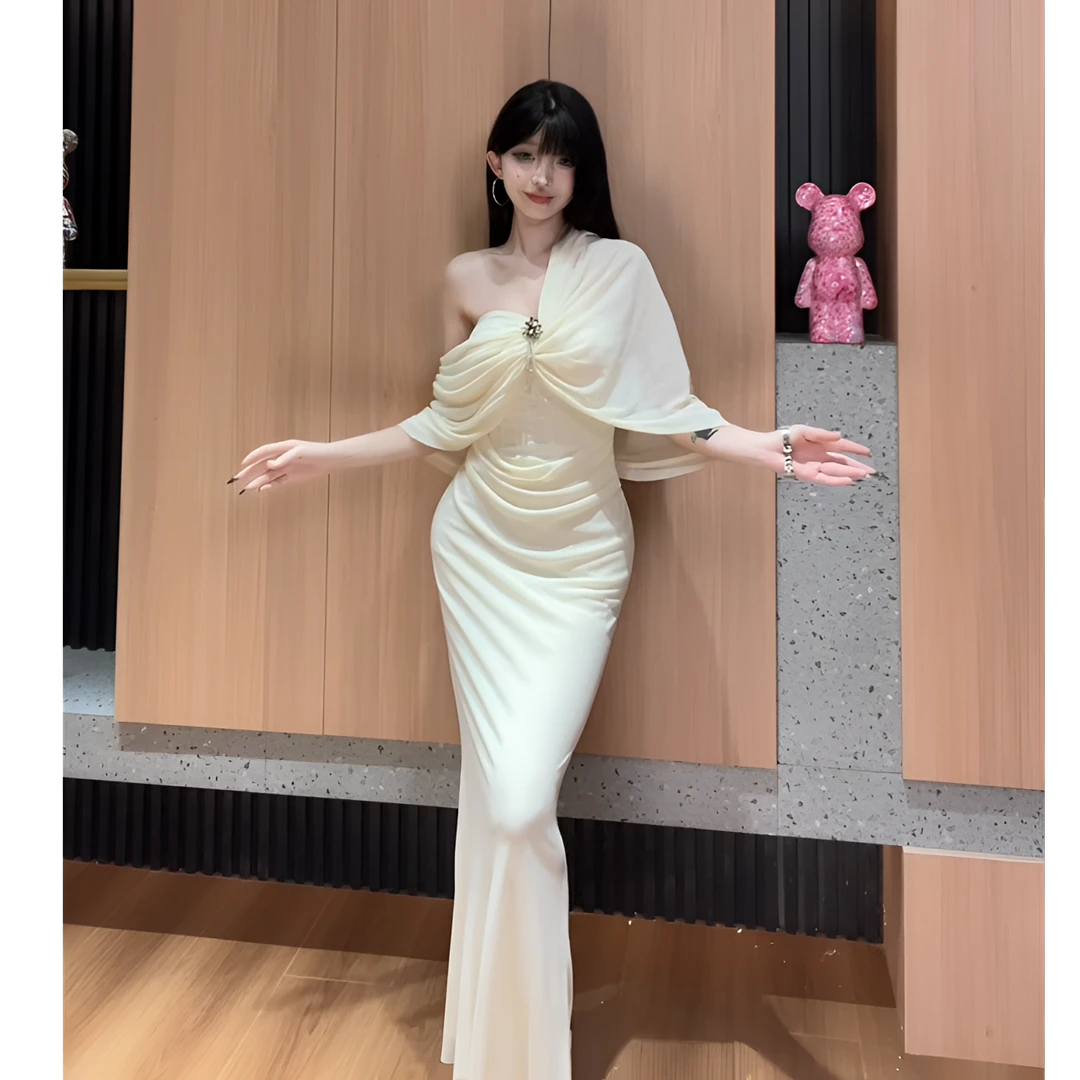 （枝下兰亭雪）新款气质性感收腰显瘦新年包臀鱼尾长裙-SXYJL404577