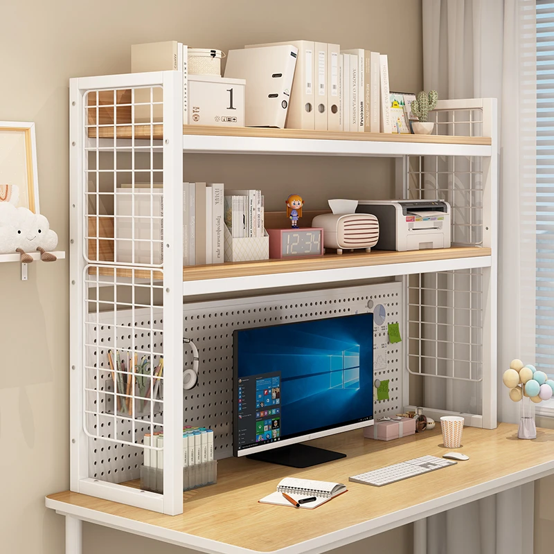 洞家家书桌置物架桌面洞洞板桌上书架双层办公室简易家用打印机架