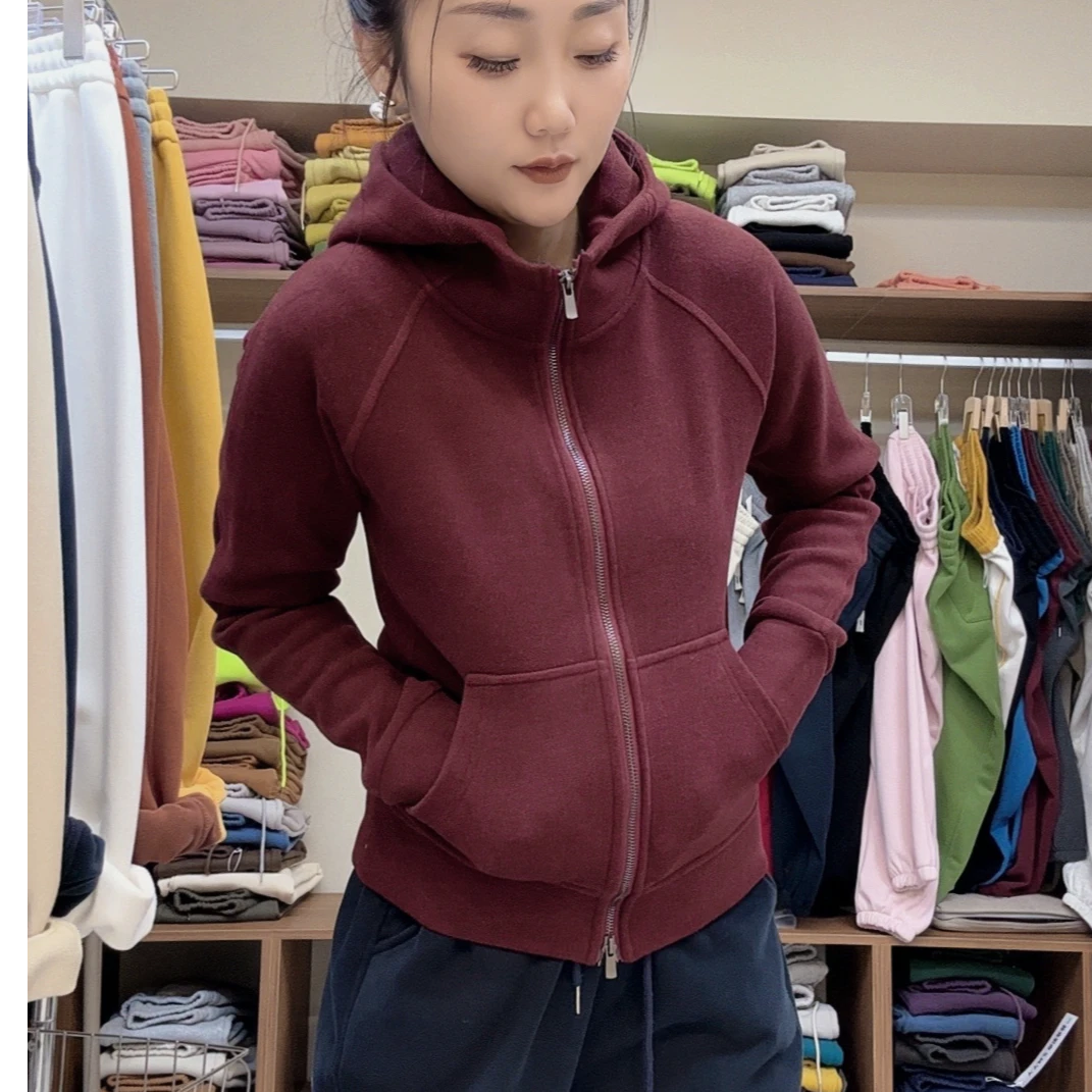 2024新款外套运动时尚修身女士连帽加厚秋冬保暖带帽长袖百搭休闲