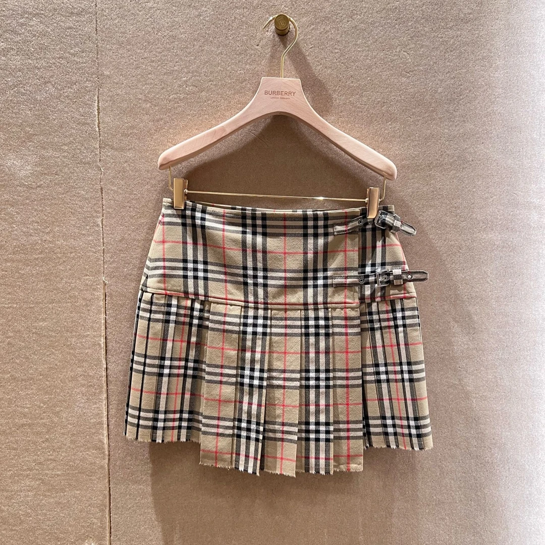 全新未使用法国巴黎 Burberry/博柏利 经典格纹百褶裙女士