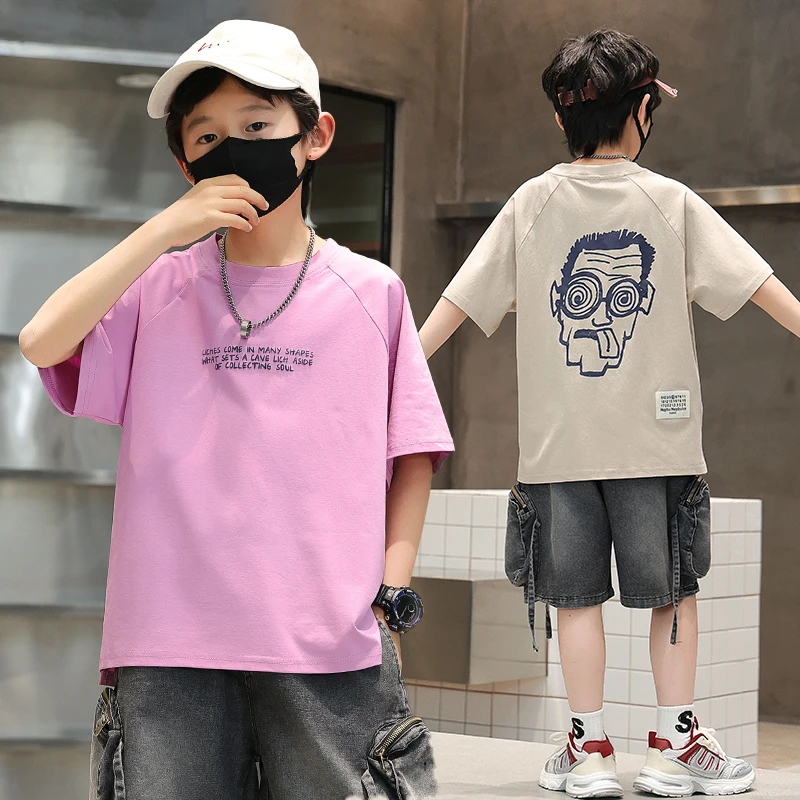 男童短袖T恤2024新款儿童夏季童装中大童男孩半袖T炸街帅气上衣
