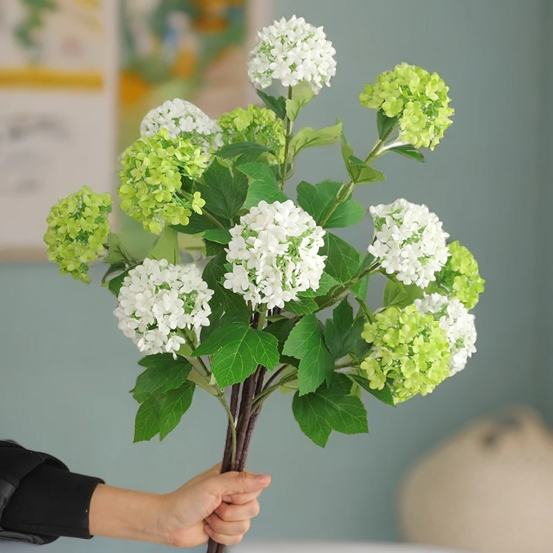 木绣球仿真花室内高级感餐桌电视柜玄关装饰花束软装居家花艺