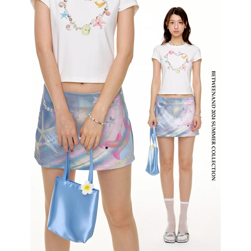 原创梦核海洋显瘦低腰百搭半身裙女夏季短裙 不怕走光