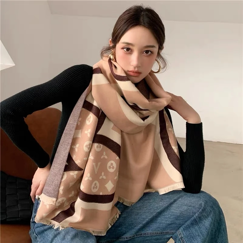 冬季新款百搭潮流韩版双面双色秋冬情侣款冬天加厚保暖围巾披肩