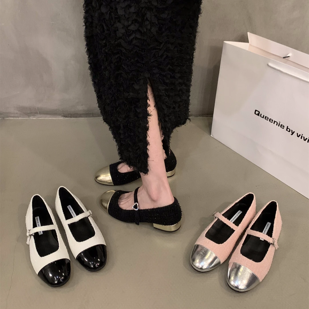 平底法式气质小香风单鞋女鞋子浅口玛丽珍鞋G618