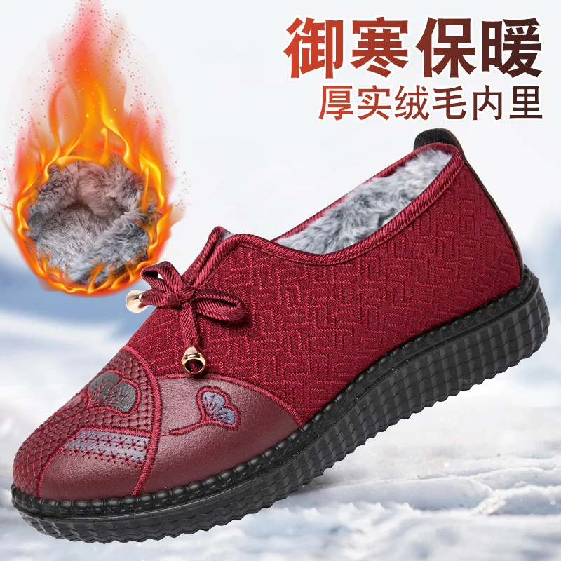 冬季加绒加厚防风防滑防雪棉靴保暖轻便妈妈鞋雪地靴