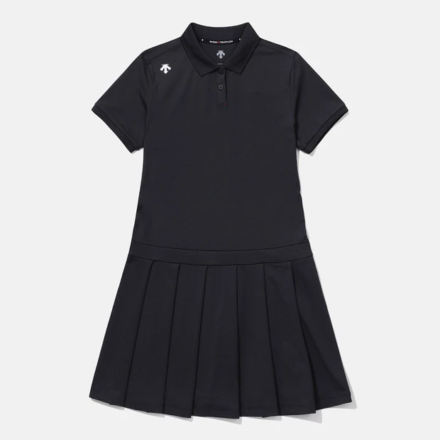 DESCENTE/迪桑特女款修身Polo休闲/黑色春夏翻领女士时尚裙z