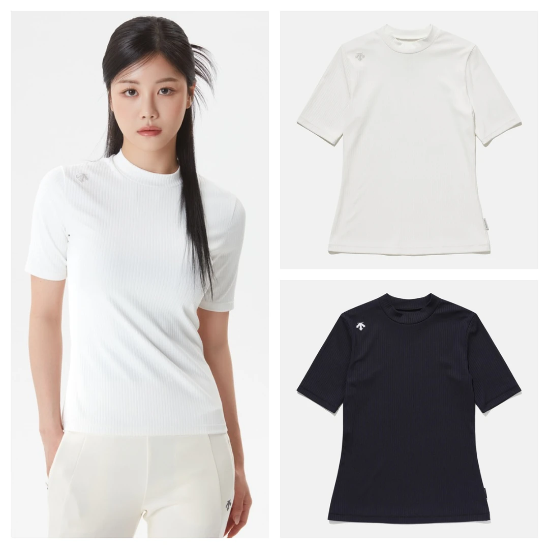 DESCENTE/迪桑特24年新款罗纹面料女士女款休闲修身黑白两色I户外