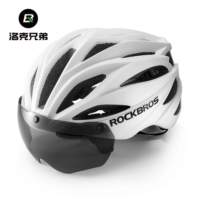 洛克兄弟自行车头盔一体成型骑行头盔带风镜山地公路车安全帽男女