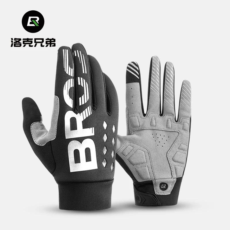 洛克兄弟骑行手套冬季防寒防风骑车手套长指可触屏保暖电动车手套