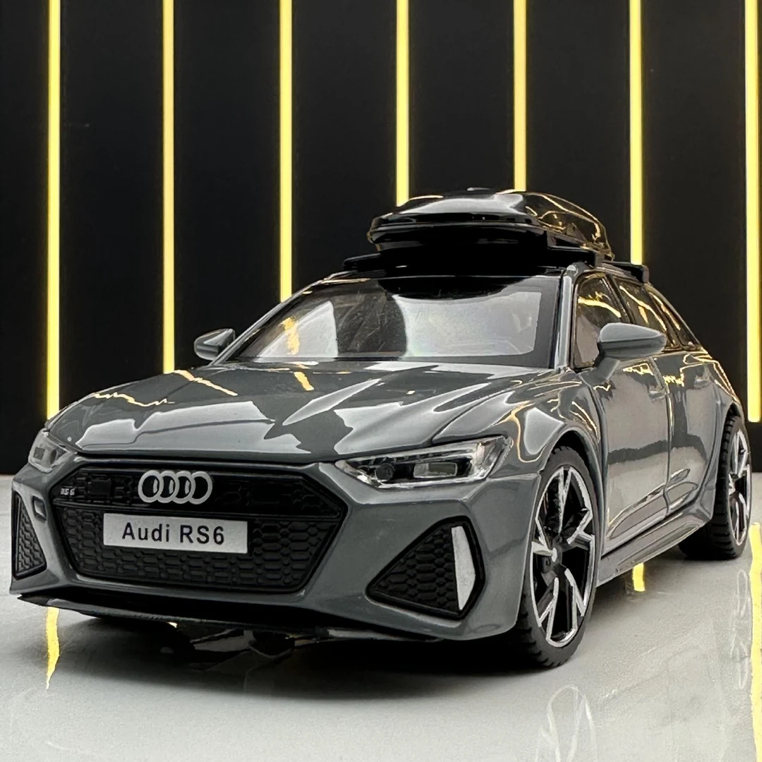 新款【奥迪RS6】合金汽车模型 车载摆件 豪车旅行车 底座+防尘罩