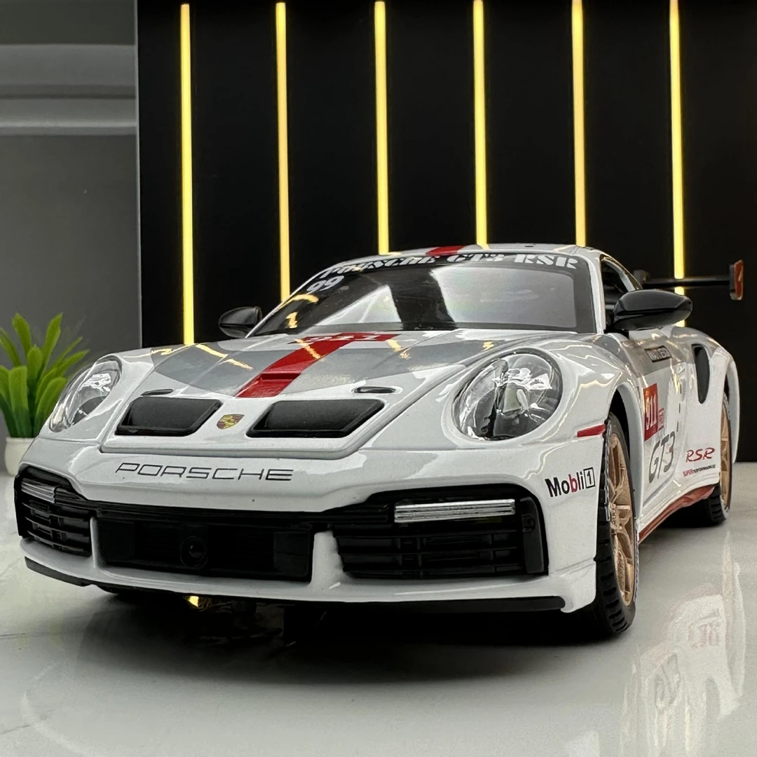 新款 马天尼涂装1:24保时捷911GT3RSR赛道版合金汽车模型玩具跑车