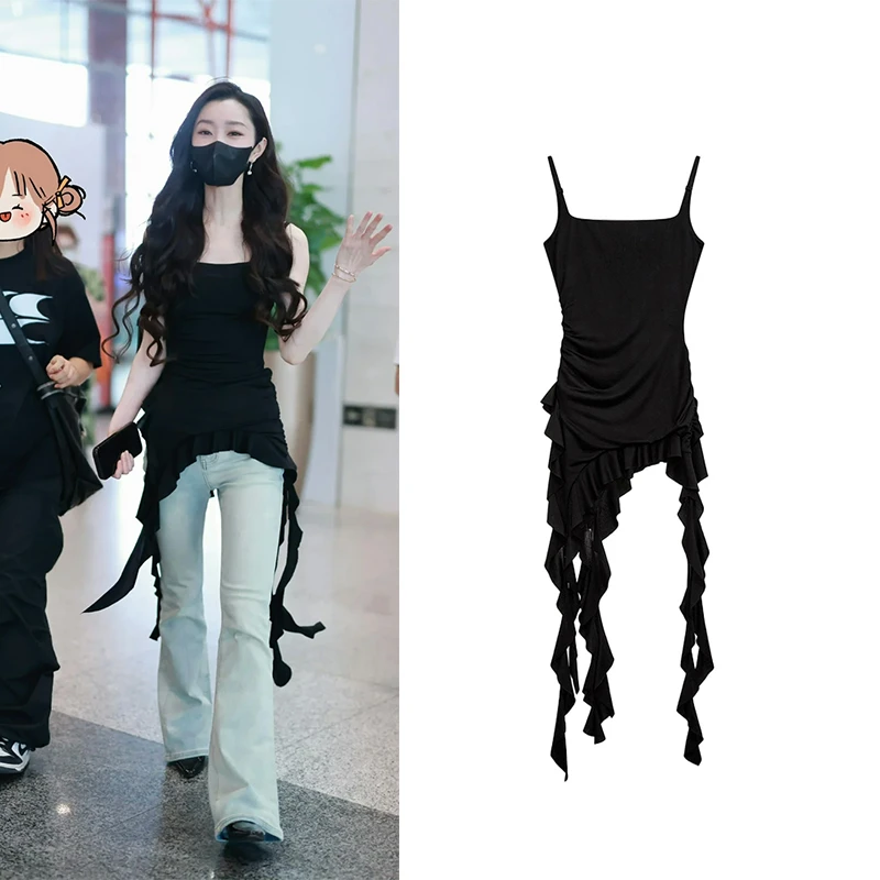 【宋轶明星同款】不规则吊带设计感小众修身显瘦百搭辣妹吊带女556