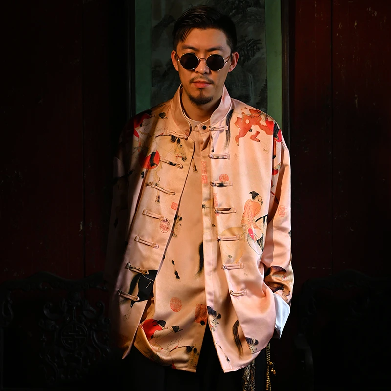 三省六部·户部【醉马图】秋季新款中国风休闲轻奢男士古风盘扣唐装