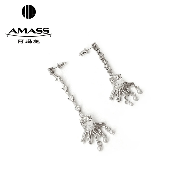 AMASS/阿玛施 铜合金仿水晶耳饰 童趣感精致手工钉珠耳钉女590021