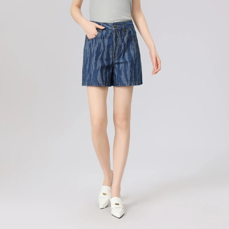 AMASS/阿玛施冬季舒适减龄休闲裤复古字母高腰牛仔短裤5100476