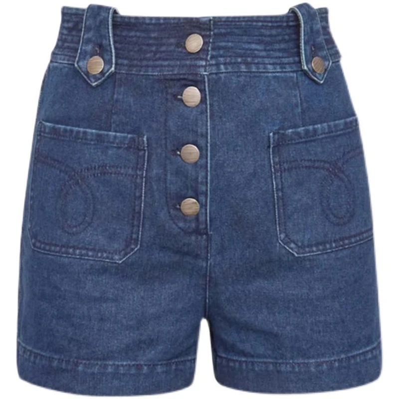 AMASS/阿玛施冬季新款百搭时髦高腰修身裤子牛仔短裤女5100288