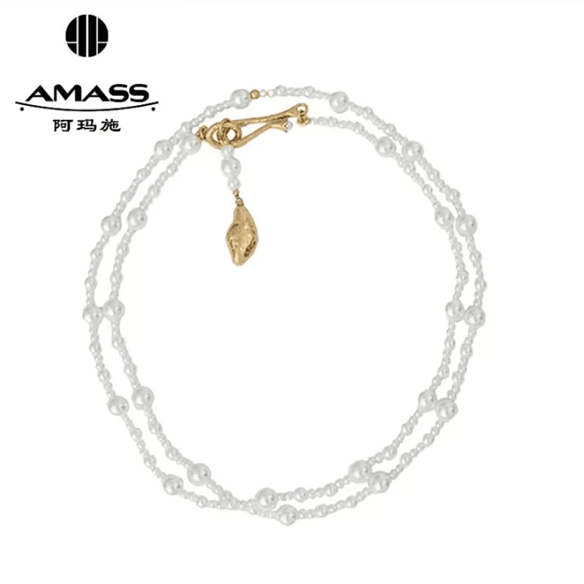 AMASS/阿玛施 铜合金亚克力吊坠 新款质感珍珠项链腰链590002