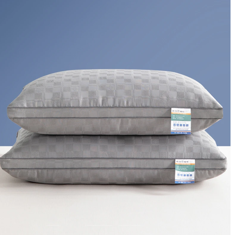 （拍一发二）棋盘格提花舒适单边成人中枕双边高枕头枕芯