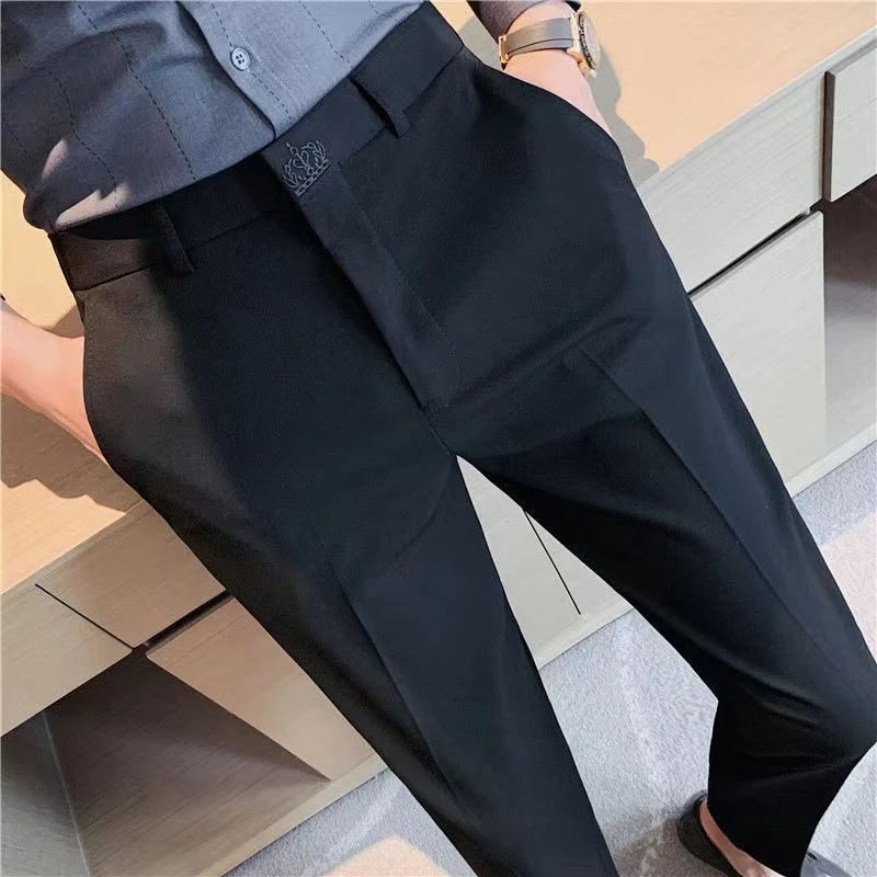 西裤男潮流痞帅高级感韩版西装裤修身小脚休闲垂感西裤西裤男男士