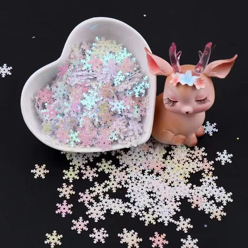 7/10mm雪花亮片中孔人鱼色儿童diy缝制手工圣诞珠片材料圣诞树