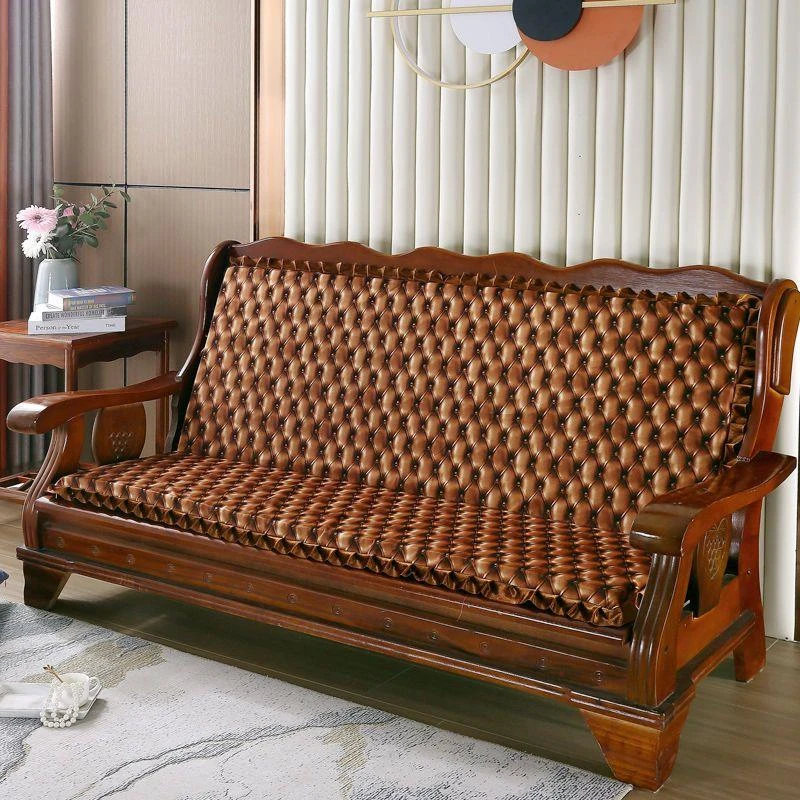 三人座连体老式木沙发垫带靠背可以拆洗四季通用木头红木沙发坐垫