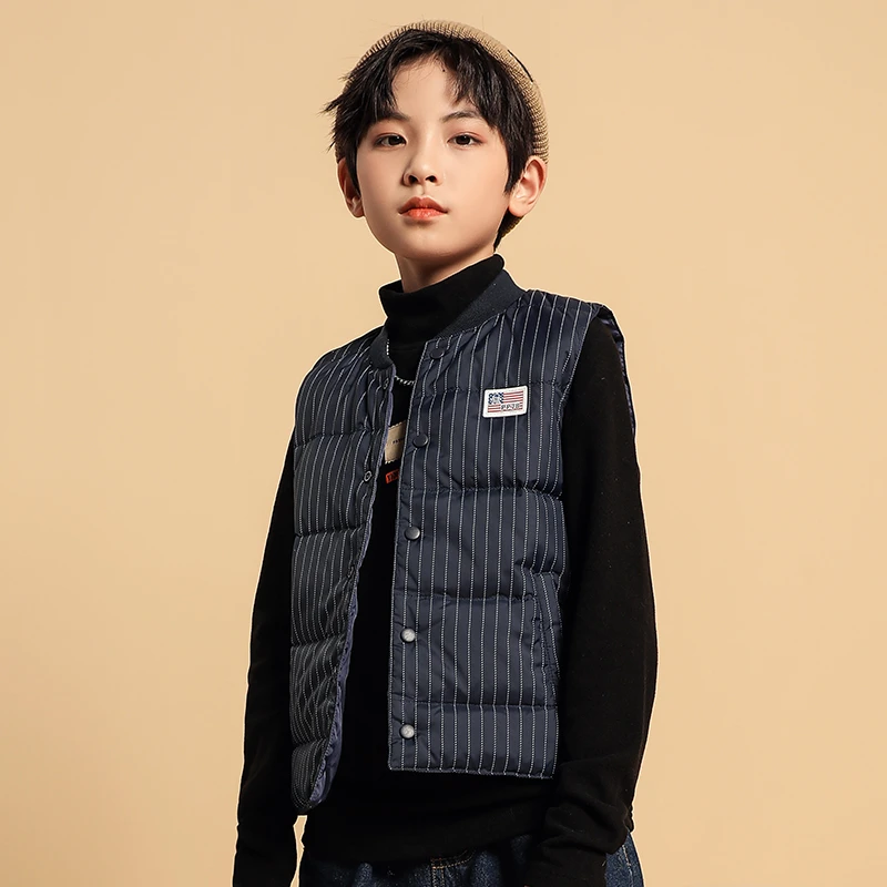 儿童羽绒马甲校服内胆轻薄男童大童2024秋冬男孩内穿羽绒保暖背心