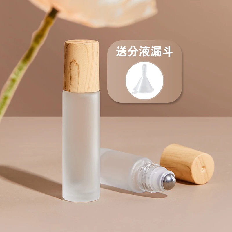 木纹滚珠瓶玻璃分装空瓶10ml唇油精油走珠小样大小液体香水分装瓶