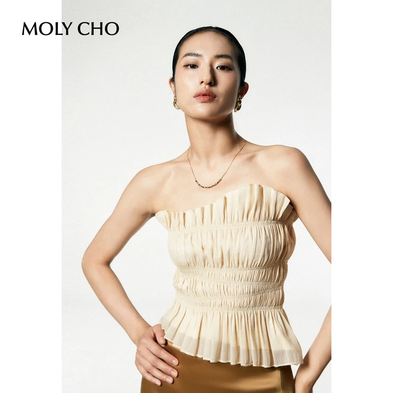 MOLYCHO 甜辣风吊带女夏季肩带可拆卸抹胸短款纯欲外穿锁骨上衣