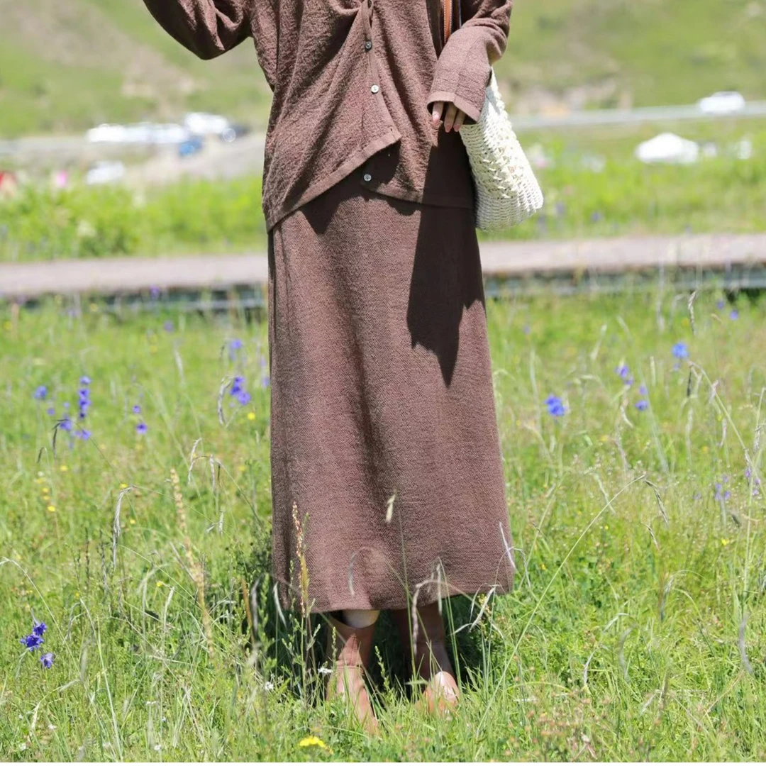 【哲思凡秋上新】长款针织肌理感半身裙时尚百搭气质