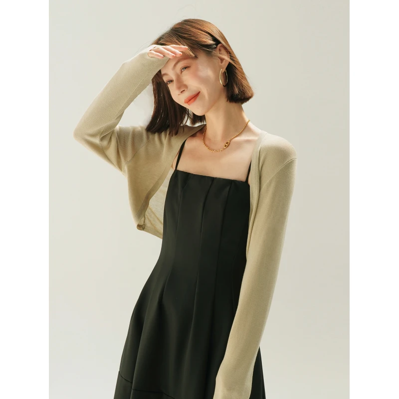 冰丝针织披肩外套女夏季薄款防晒短款开衫外搭吊带裙罩衫坎肩上衣