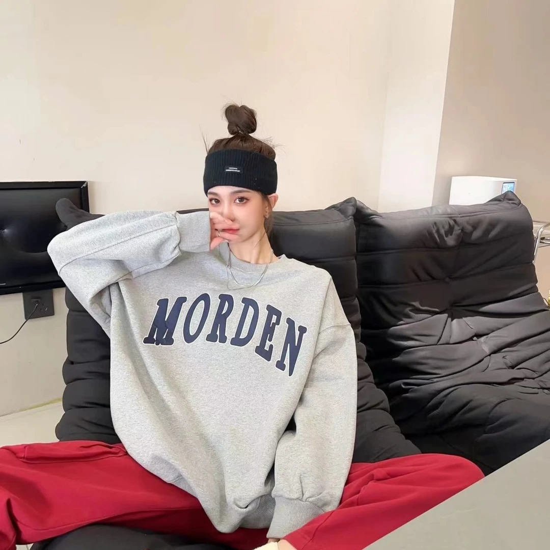 （现货）2024年秋季新款 重工刺绣纯棉圆领宽松韩版卫衣