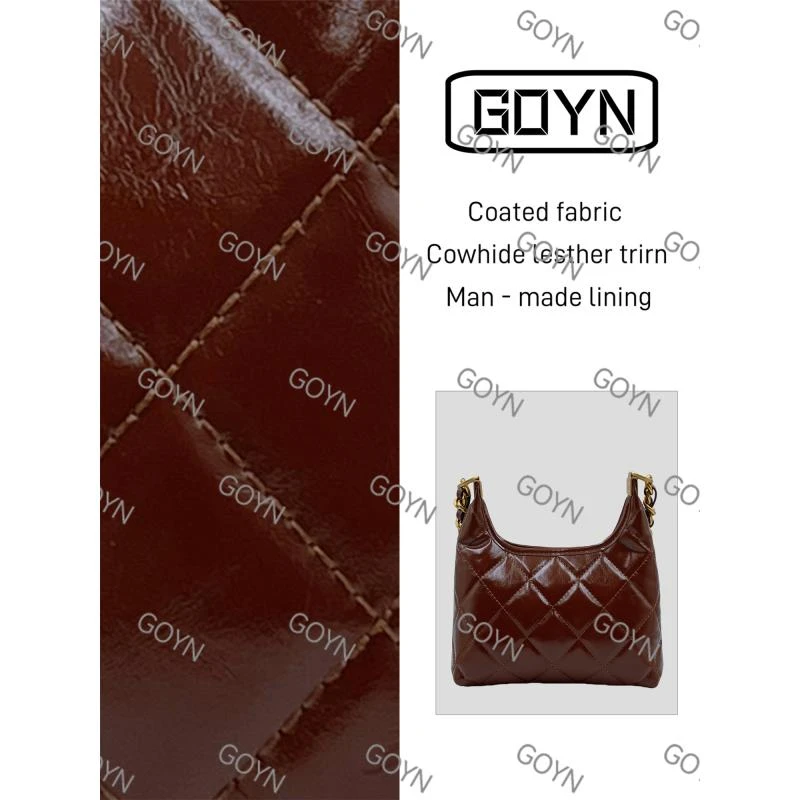 GOYN手工真皮女包手机腋下小牛角包棕色 0207