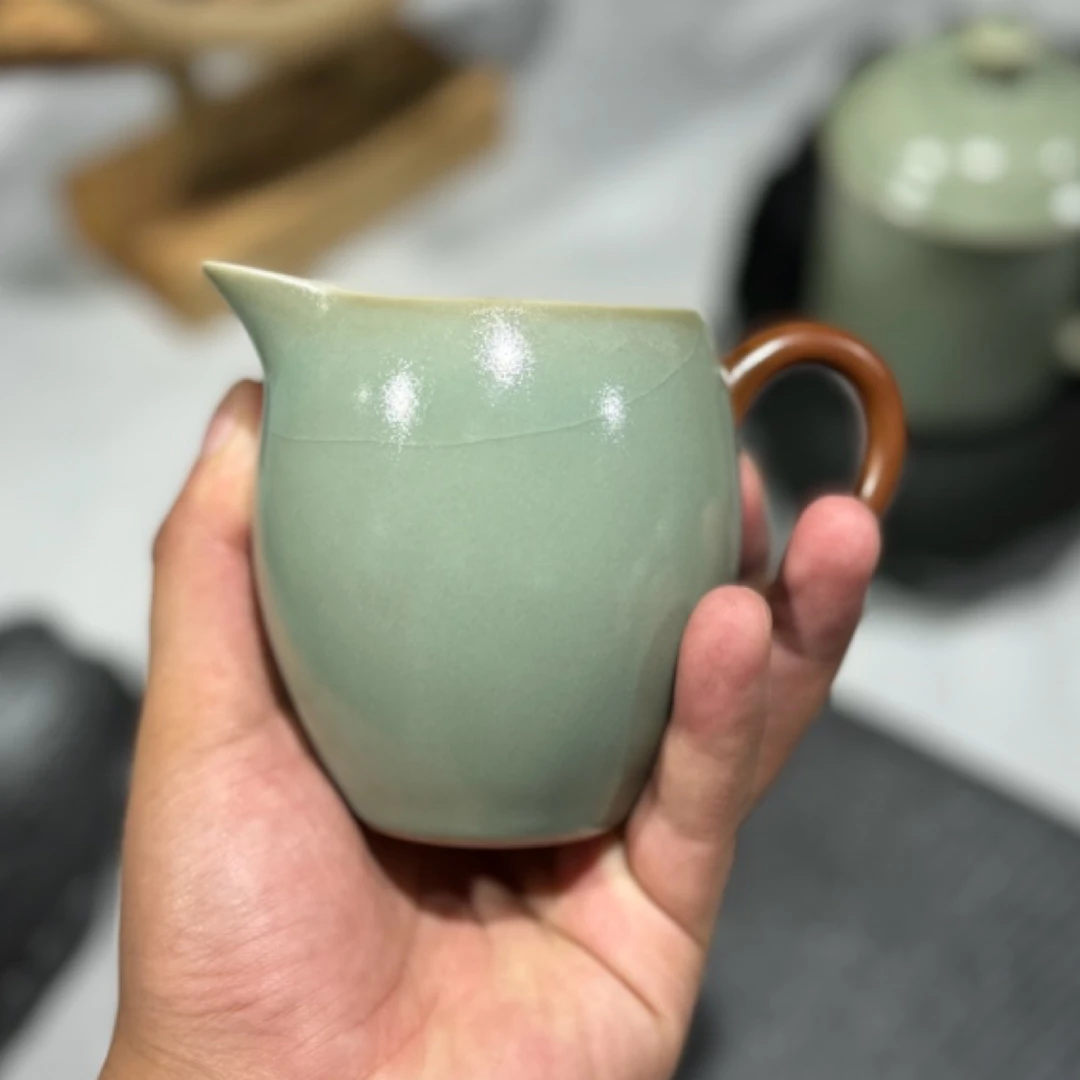 自慢堂同款汝窑公道杯茶海玛瑙釉温润古朴大开片可养宋式美学东方