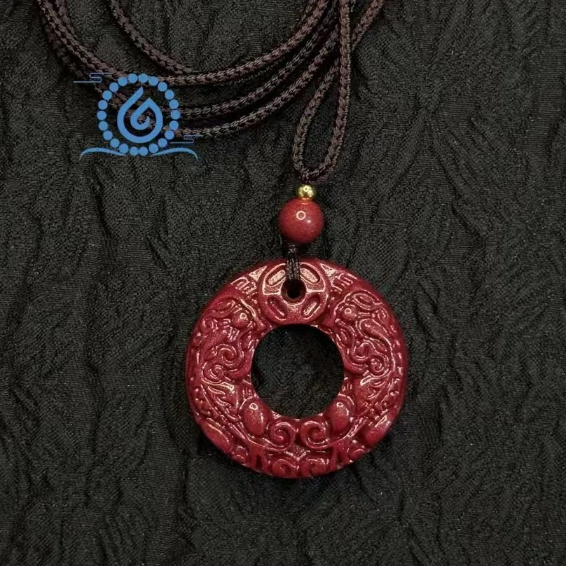 含辰砂工艺品高含量朱砂吊坠 锦鲤貔貅元宝平安扣 紫金砂项链礼物