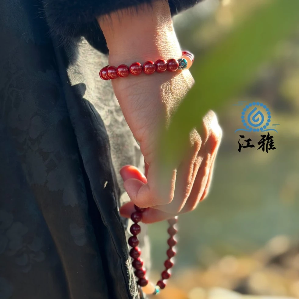 含辰砂工艺品【高含量真朱砂】江姐手工好运莲花男女本命年手串礼物
