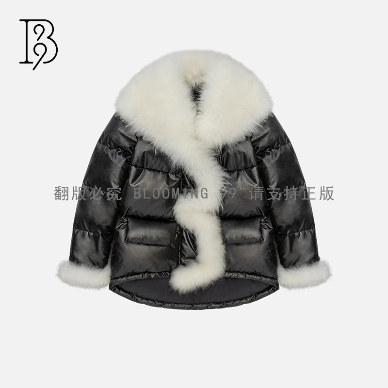 【B99官方旗舰店】女士时尚白色设计师款羽绒服WFWCA13102