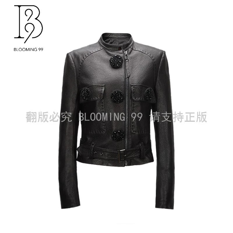 【B99官方旗舰店】女士设计师短款休闲立领百搭外套6WAAF0512FG-A