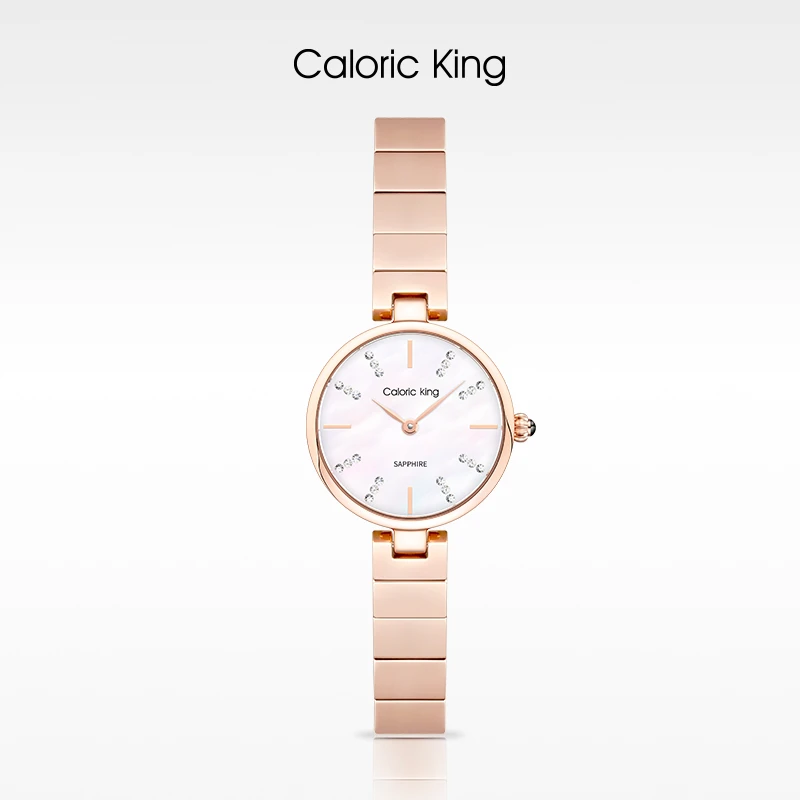 凯卡思Caloric King致简贝母盘竹节钢带瑞士机芯手表女款