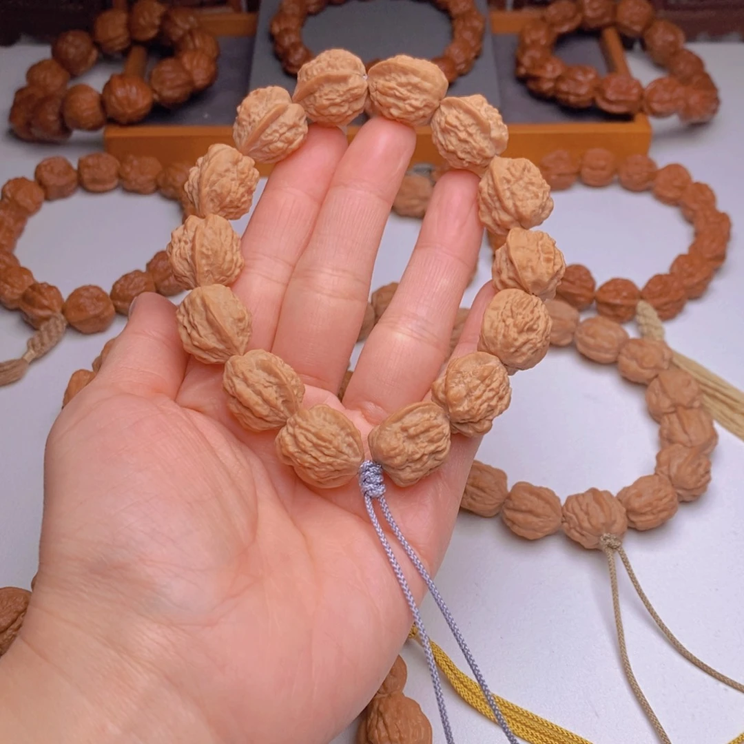 桃核手串谷*丰矮桩货头小蛤蟆头手持尺寸18