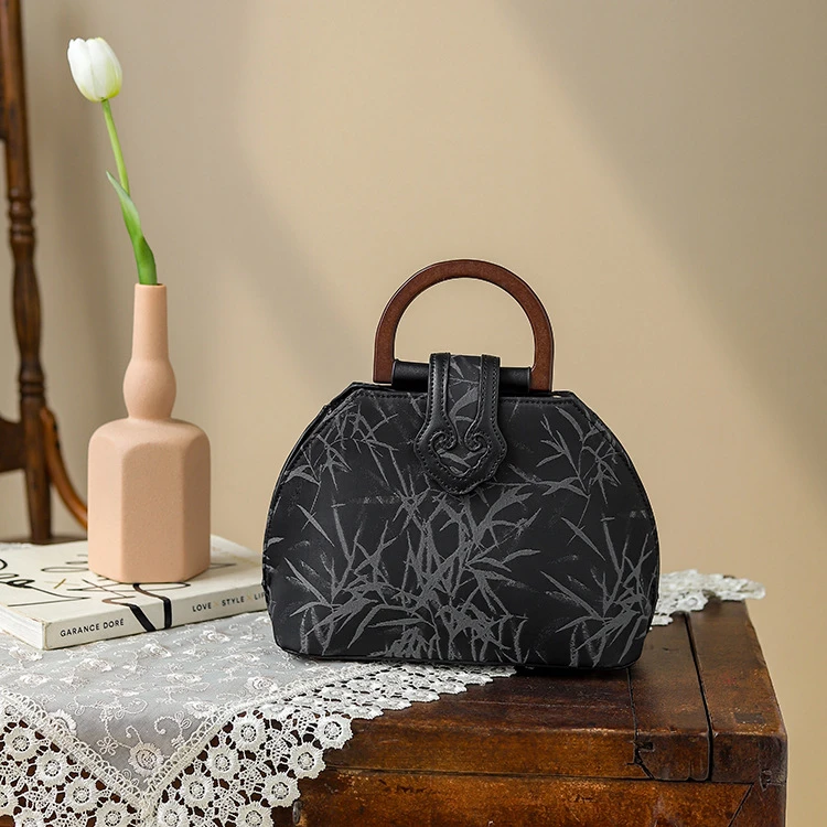 【粉丝团福】竹林风韵古风旗袍宴会手提旗袍汉花手提包高档时尚百搭