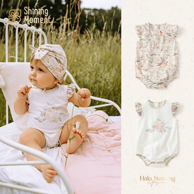 【121】婴幼儿短袖哈衣秋冬居家粉墨水染