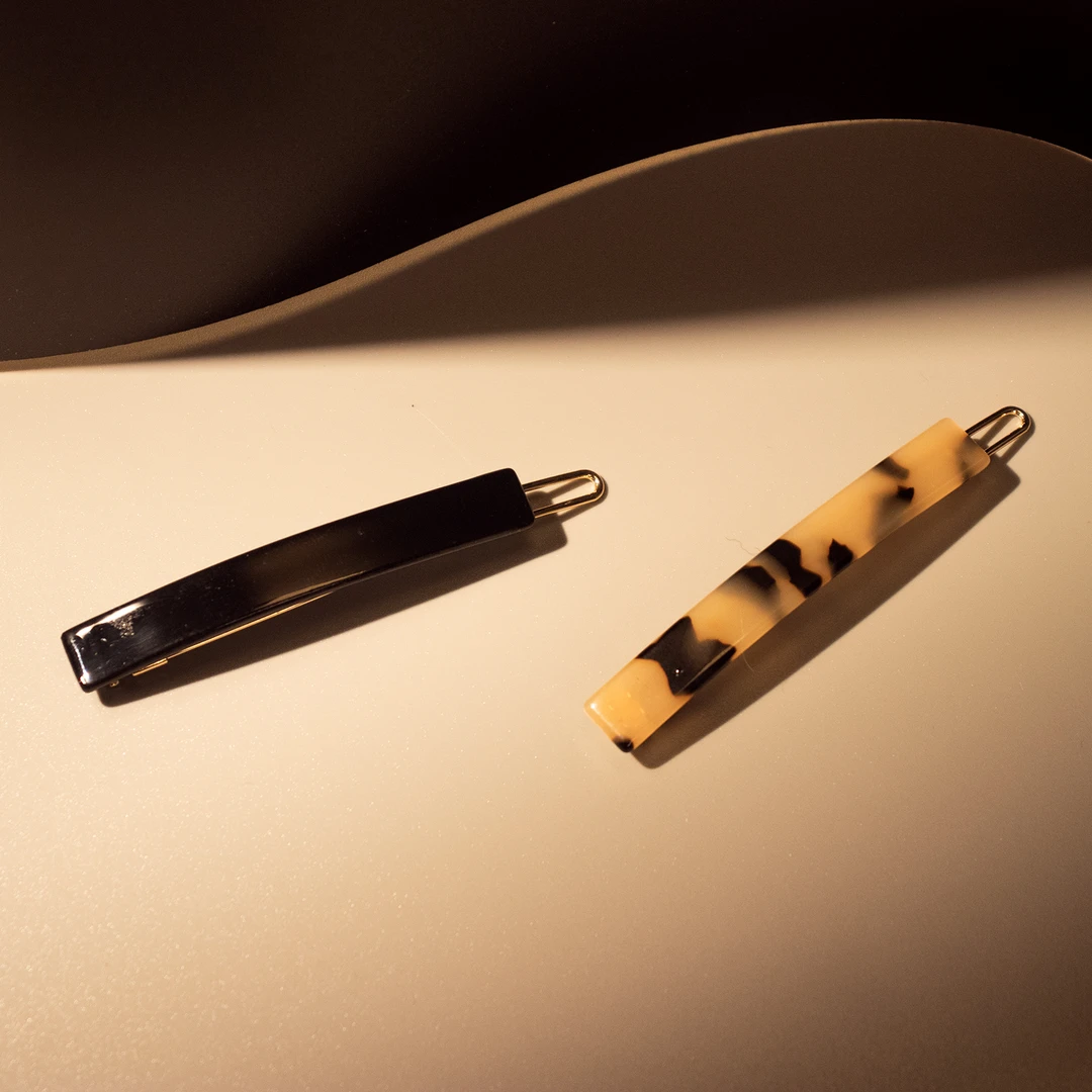 法*【Al**P】简约醋酸一字边夹（一对装）#0054