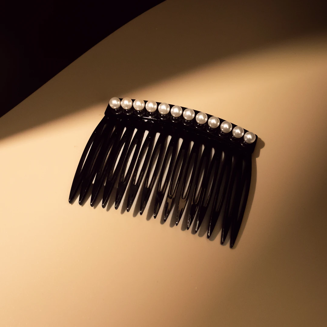 法*【Al**P】珍珠法式简约网红黑色气质发梳#0455头饰