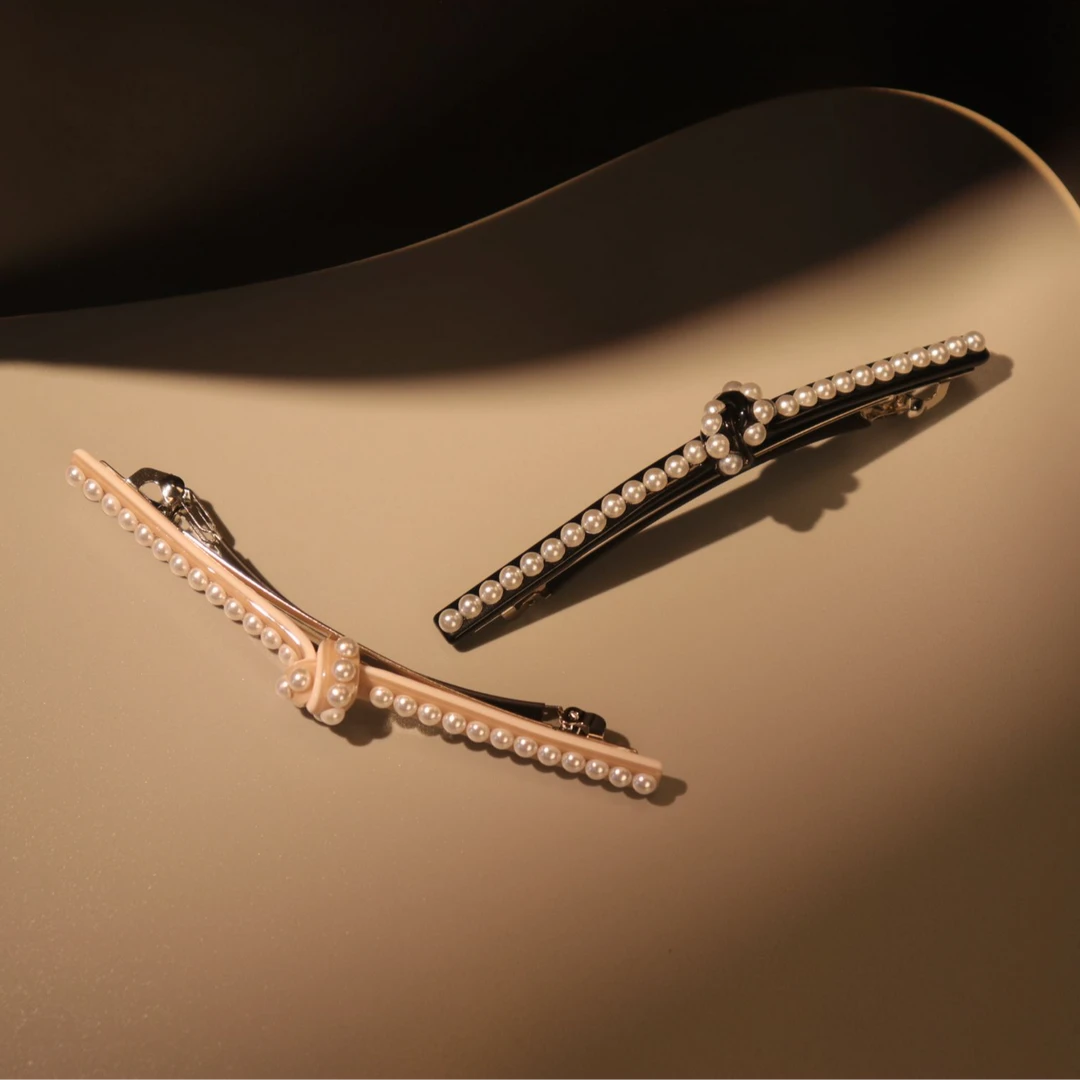 法*【Ag***a】气质珍珠扭结弹簧夹（11cm）#0004