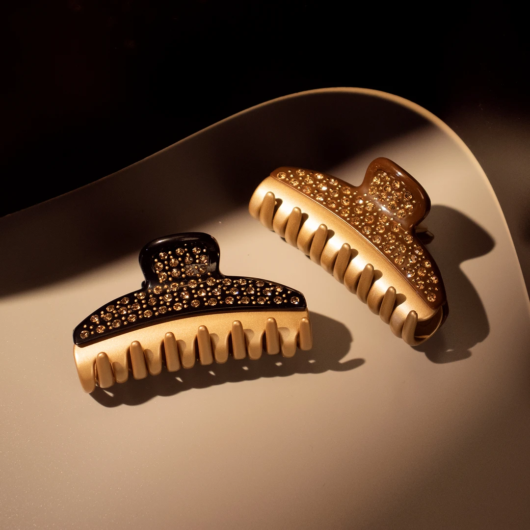 法*【Al**P】经典旺多姆满钻醋酸鲨鱼夹(7.5cm)#0053