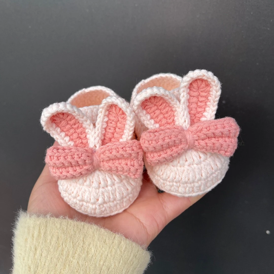 莹手工兔宝宝鞋编织diy婴儿鞋钩针毛线鞋新生儿满月材料包孕期