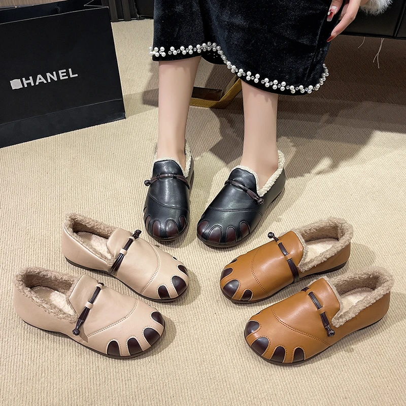 五指豆豆一脚蹬女加绒加厚豆豆棉鞋防滑居家百搭妈妈鞋